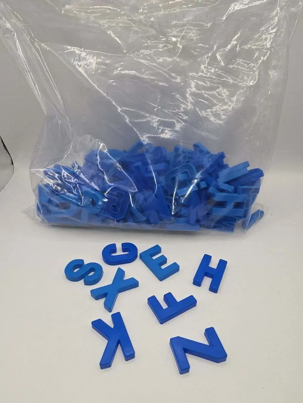 Lot of Blue Uppercase Plastic Block Letters (A–Z) - (no magnets)